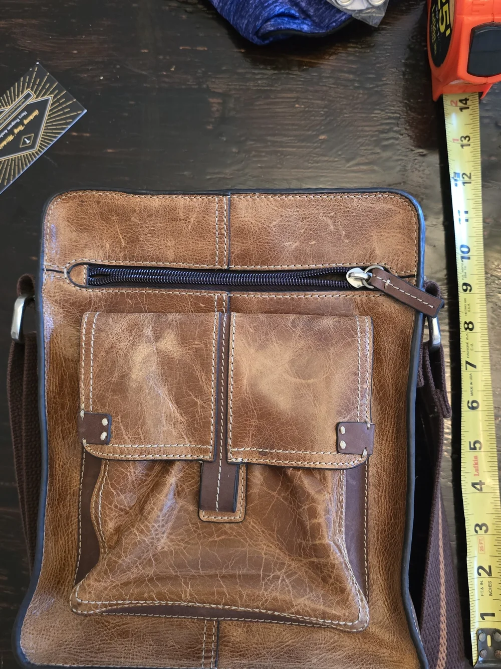 Fossil Distressed Brown Leather Messenger Bag